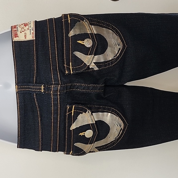 True Religion Joey Jeans, Very Dark Blue With Silver Logos, Size 27 - Picture 5 of 11